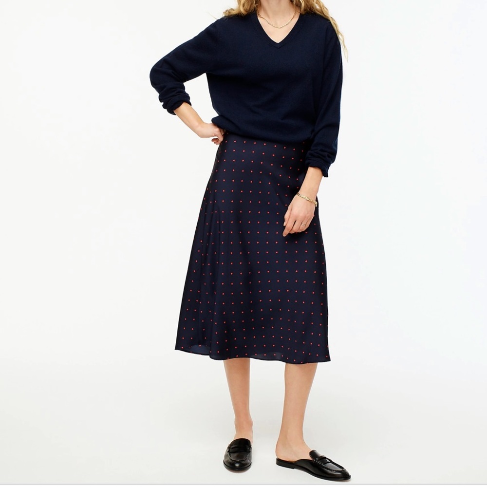 J Crew pull-on slip skirt in mini hearts
